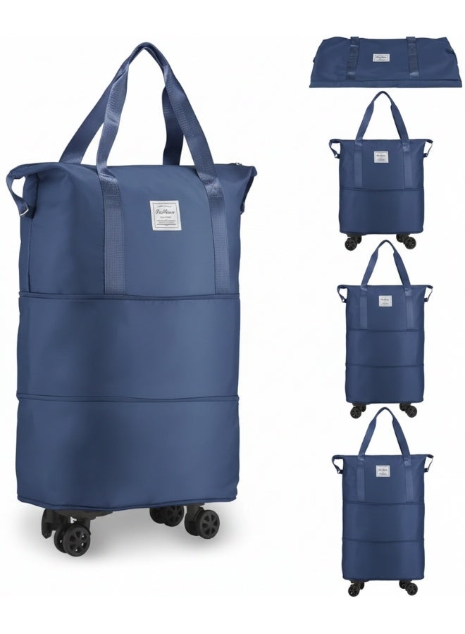 هونغ فو شنطة دفل بعجلات قابلة للطي والتوسيع للسفر – شنطة صغيرة للطي على المقعد السفلي، حقيبة سفر بعجلات للرحلات القصيرة وعطلات نهاية الأسبوع، قابلة للتوسيع من 18 لتر إلى 40 لتر، متعددة الاستخدام للسفر، الرياضة، التخييم، التسوق، خفيفة وعملية وسهلة الحمل، مزودة بعجلات دوارة 360° قابلة للإزالة، مصنوعة من خامات مقاومة للماء، مثالية للاستخدام المنزلي والاحترافي - Image 1